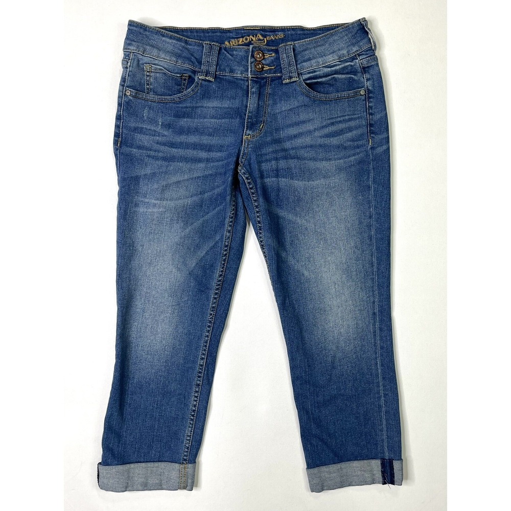 Arizona Jeans Co. Cropped Jeans Women's 9 Blue Denim 2 Button